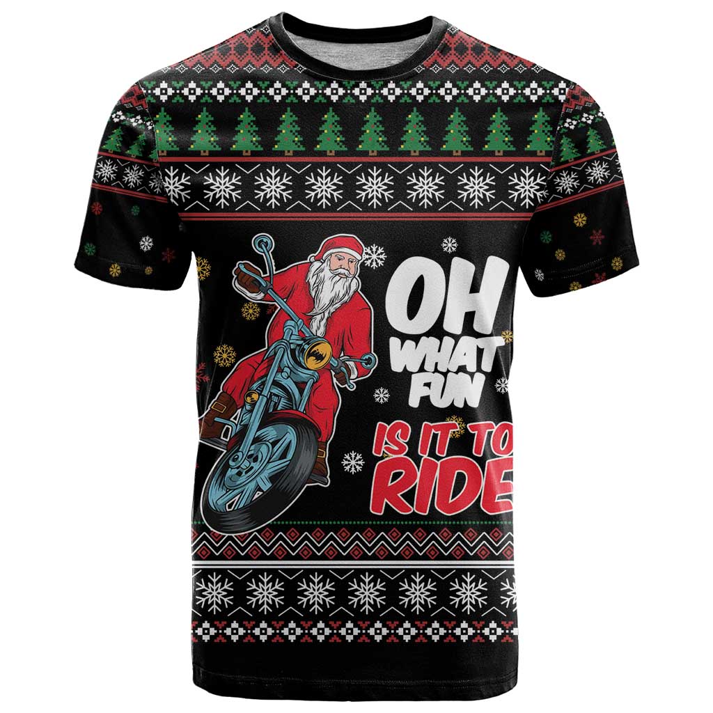 Santa And Motor T Shirt Santa Claus And Joy On A Motorcycle DT04 - Wonder Print Shop