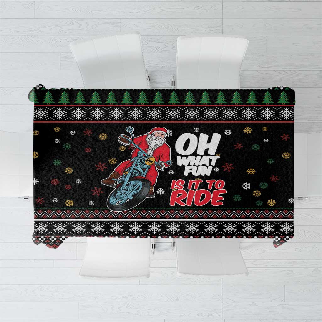 Santa And Motor Tablecloth Santa Claus And Joy On A Motorcycle DT04 - Wonder Print Shop