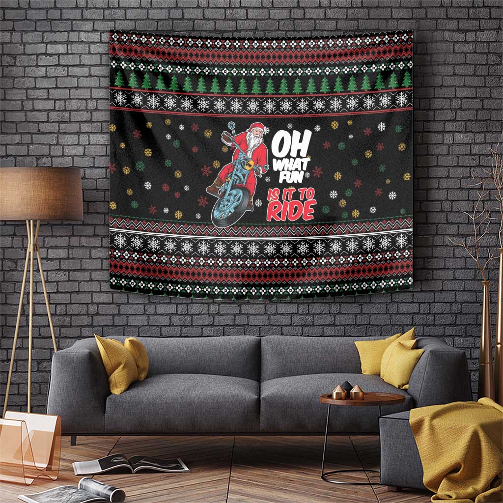 Santa And Motor Tapestry Santa Claus And Joy On A Motorcycle DT04 - Wonder Print Shop