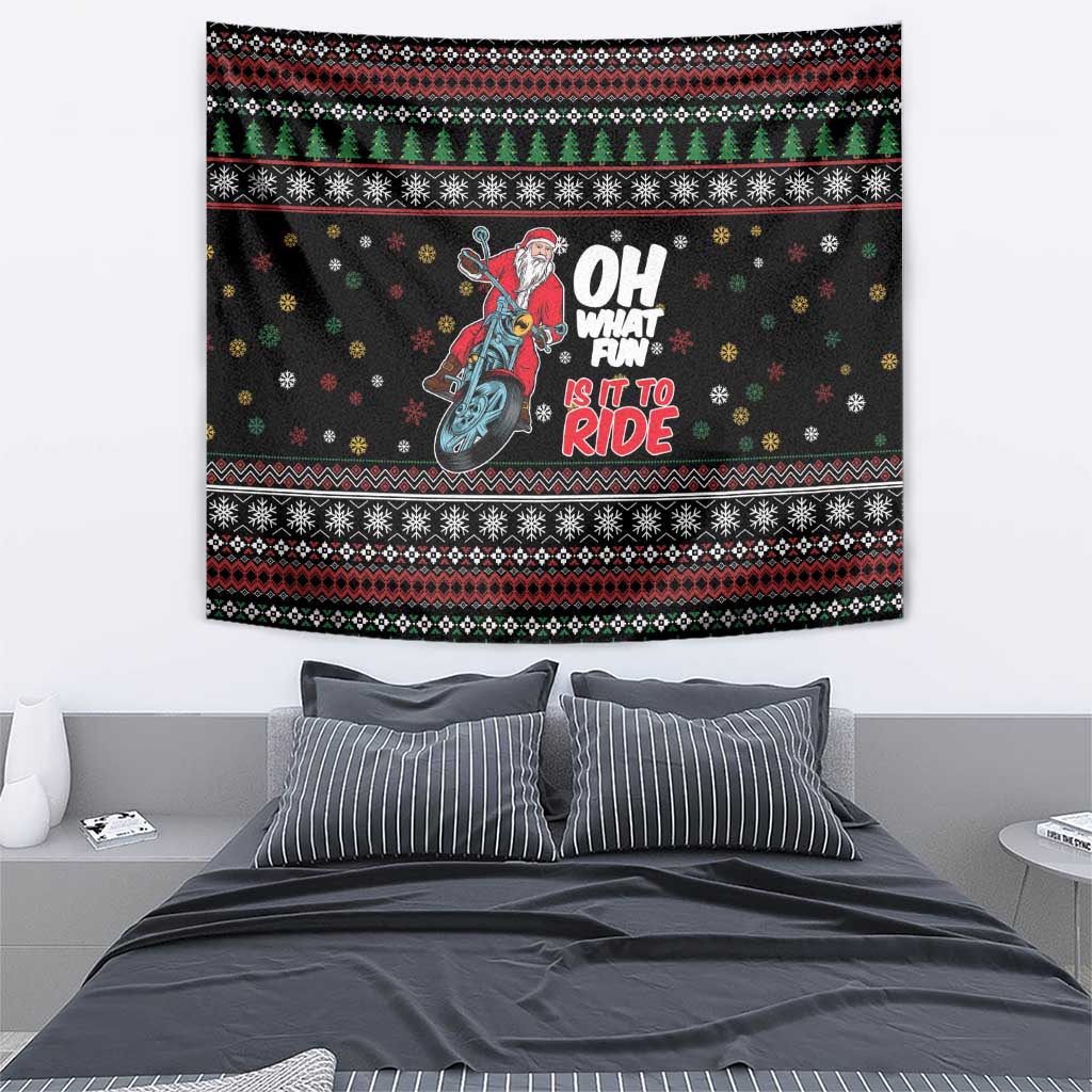 Santa And Motor Tapestry Santa Claus And Joy On A Motorcycle DT04 - Wonder Print Shop