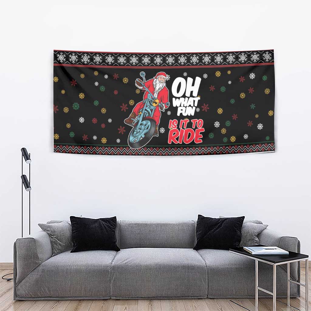 Santa And Motor Tapestry Santa Claus And Joy On A Motorcycle DT04 - Wonder Print Shop