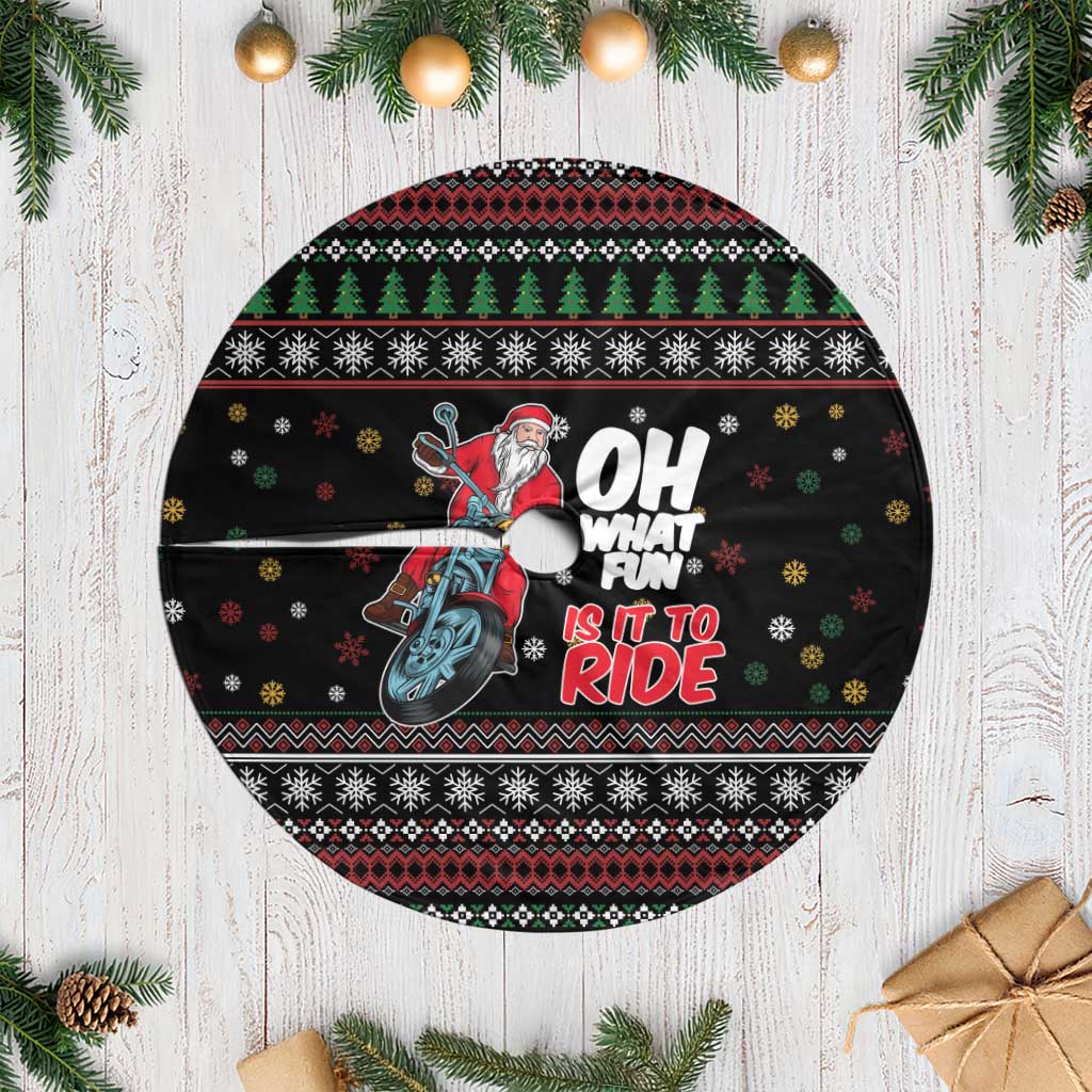 Santa And Motor Tree Skirt Santa Claus And Joy On A Motorcycle DT04 - Wonder Print Shop