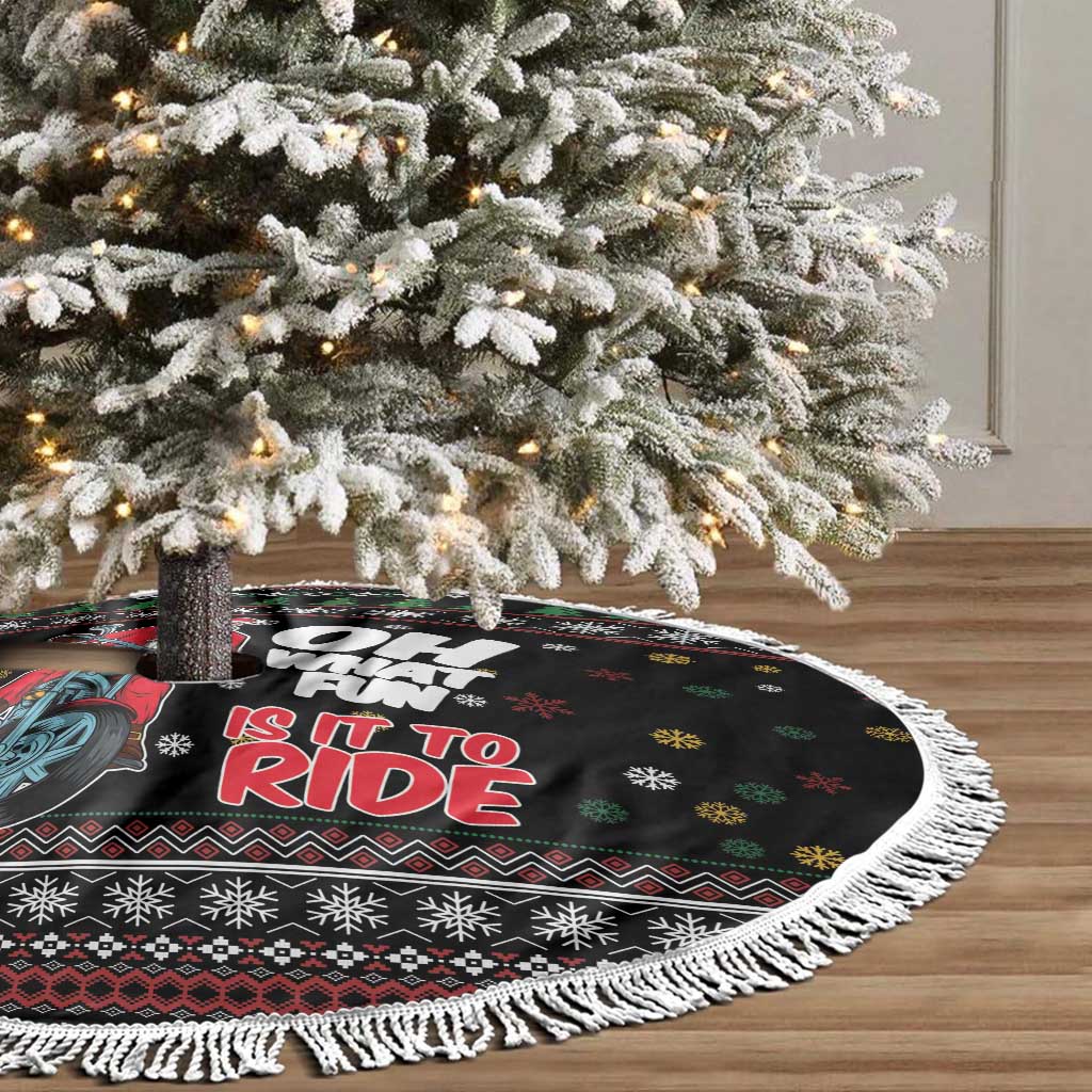 Santa And Motor Tree Skirt Santa Claus And Joy On A Motorcycle DT04 - Wonder Print Shop