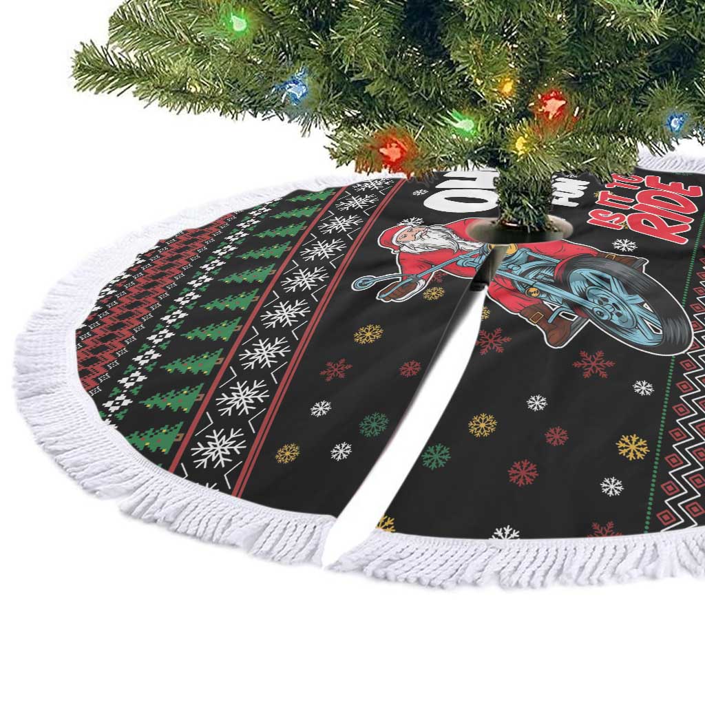Santa And Motor Tree Skirt Santa Claus And Joy On A Motorcycle DT04 - Wonder Print Shop