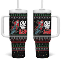 Santa And Motor Tumbler With Handle Santa Claus And Joy On A Motorcycle DT04 - Wonder Print Shop