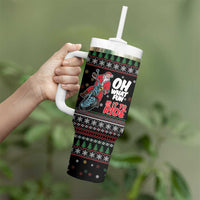 Santa And Motor Tumbler With Handle Santa Claus And Joy On A Motorcycle DT04 - Wonder Print Shop