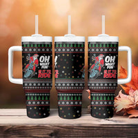 Santa And Motor Tumbler With Handle Santa Claus And Joy On A Motorcycle DT04 - Wonder Print Shop