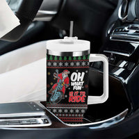 Santa And Motor Tumbler With Handle Santa Claus And Joy On A Motorcycle DT04 - Wonder Print Shop