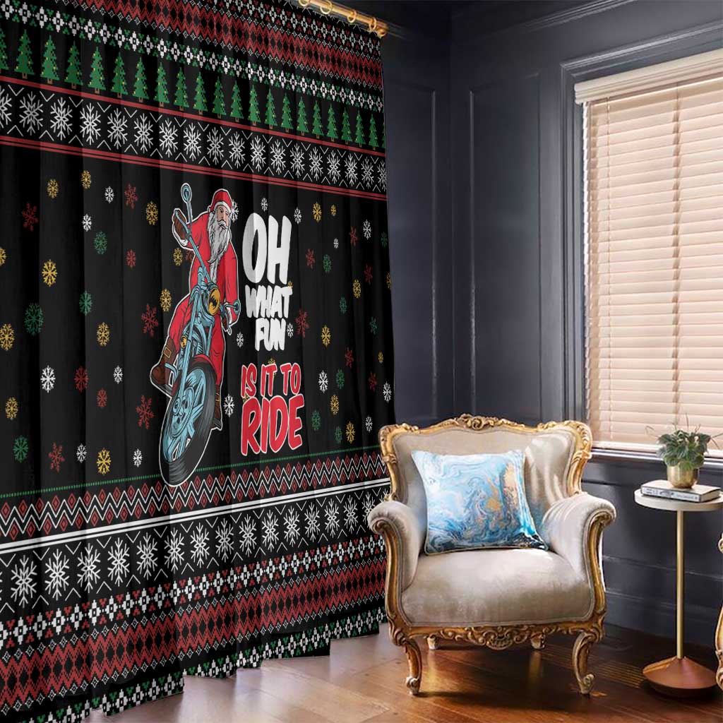 Santa And Motor Window Curtain Santa Claus And Joy On A Motorcycle DT04 - Wonder Print Shop