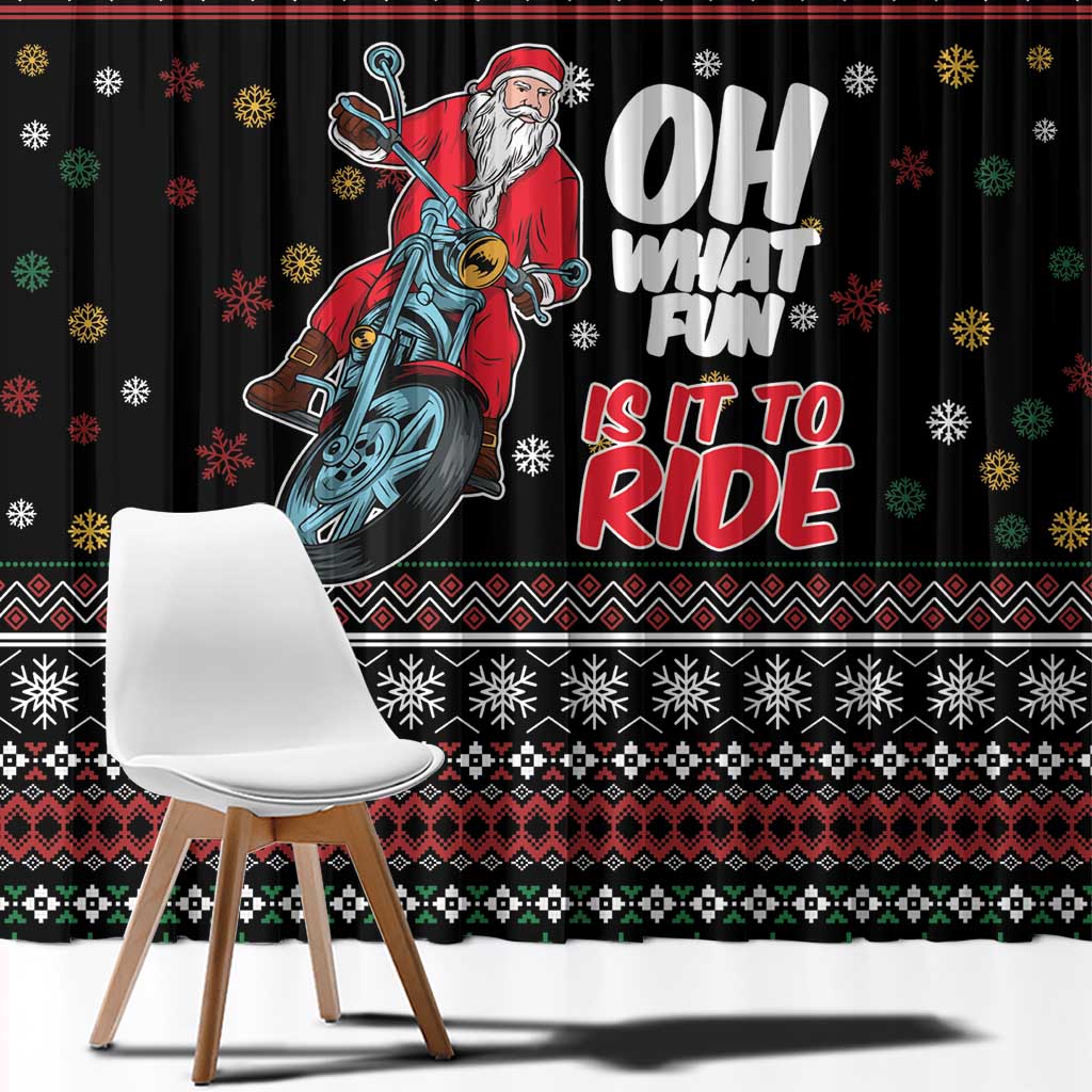 Santa And Motor Window Curtain Santa Claus And Joy On A Motorcycle DT04 - Wonder Print Shop