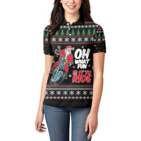 Santa And Motor Women Polo Shirt Santa Claus And Joy On A Motorcycle DT04 - Wonder Print Shop
