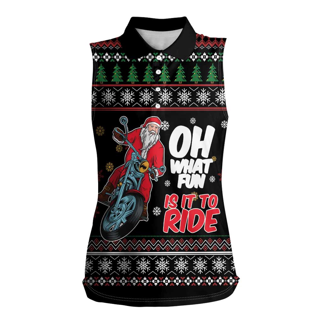 Santa And Motor Women Sleeveless Polo Shirt Santa Claus And Joy On A Motorcycle DT04 - Wonder Print Shop