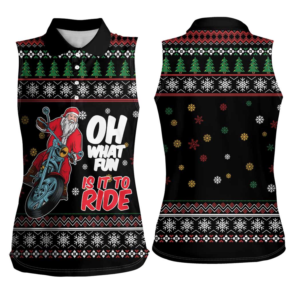 Santa And Motor Women Sleeveless Polo Shirt Santa Claus And Joy On A Motorcycle DT04 - Wonder Print Shop