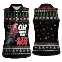 Santa And Motor Women Sleeveless Polo Shirt Santa Claus And Joy On A Motorcycle DT04 - Wonder Print Shop