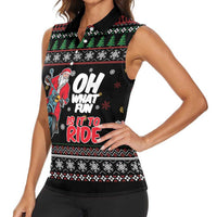 Santa And Motor Women Sleeveless Polo Shirt Santa Claus And Joy On A Motorcycle DT04 - Wonder Print Shop