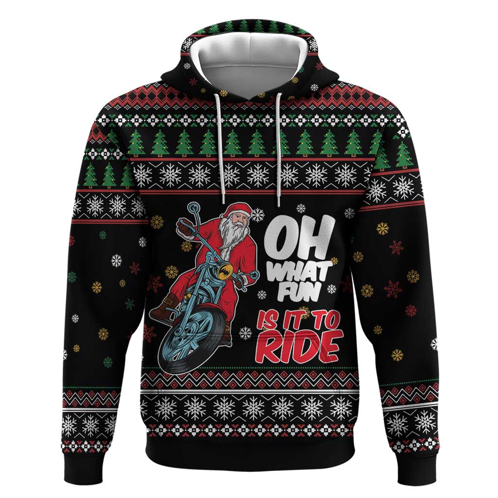 Santa And Motor Zip Hoodie Santa Claus And Joy On A Motorcycle DT04 - Wonder Print Shop