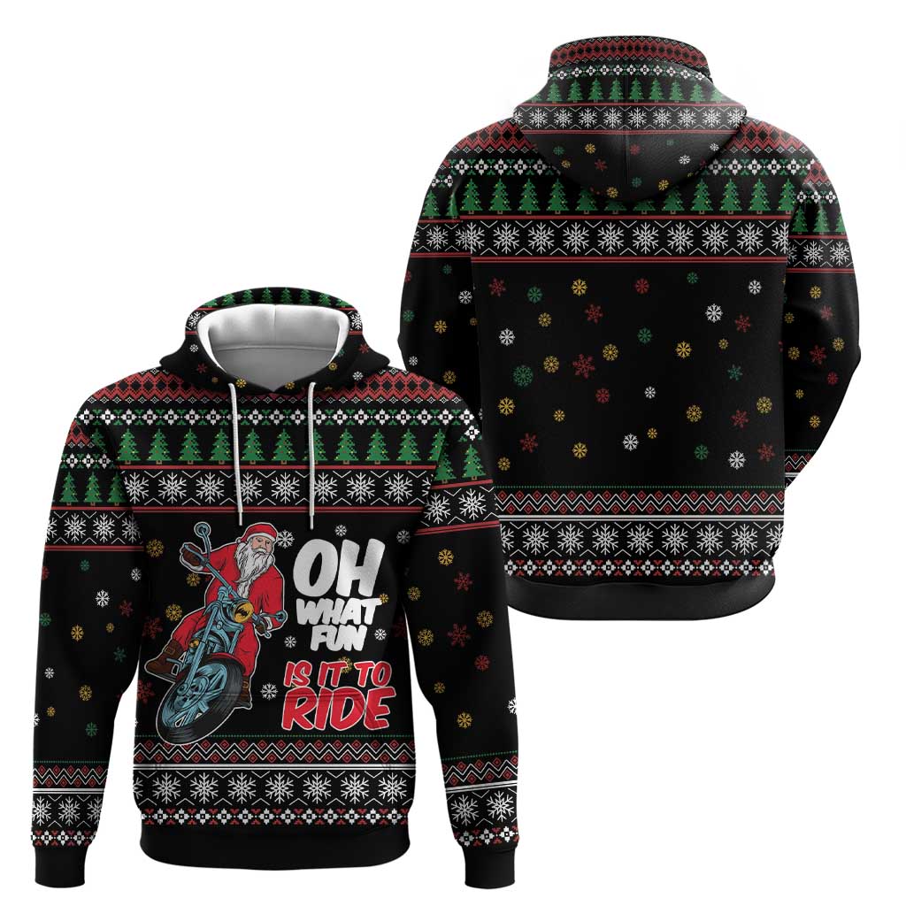 Santa And Motor Zip Hoodie Santa Claus And Joy On A Motorcycle DT04 - Wonder Print Shop