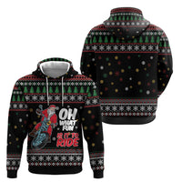 Santa And Motor Zip Hoodie Santa Claus And Joy On A Motorcycle DT04 - Wonder Print Shop