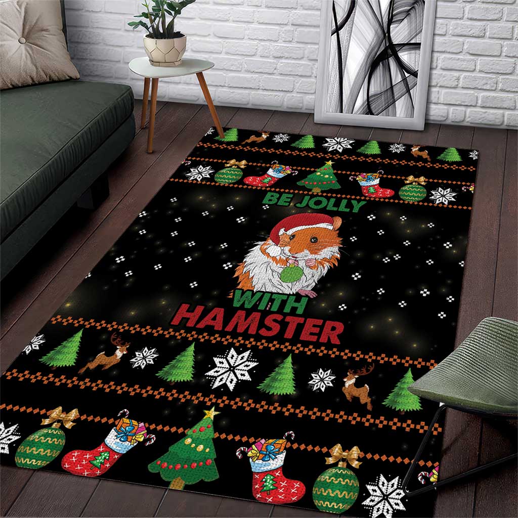 Merry Christmas Hamster Be Jolly Area Rug DT04 - Wonder Print Shop