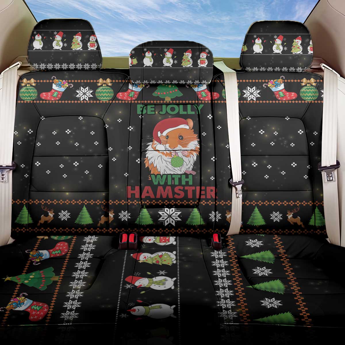 Merry Christmas Hamster Be Jolly Back Car Seat Cover DT04 - Wonder Print Shop