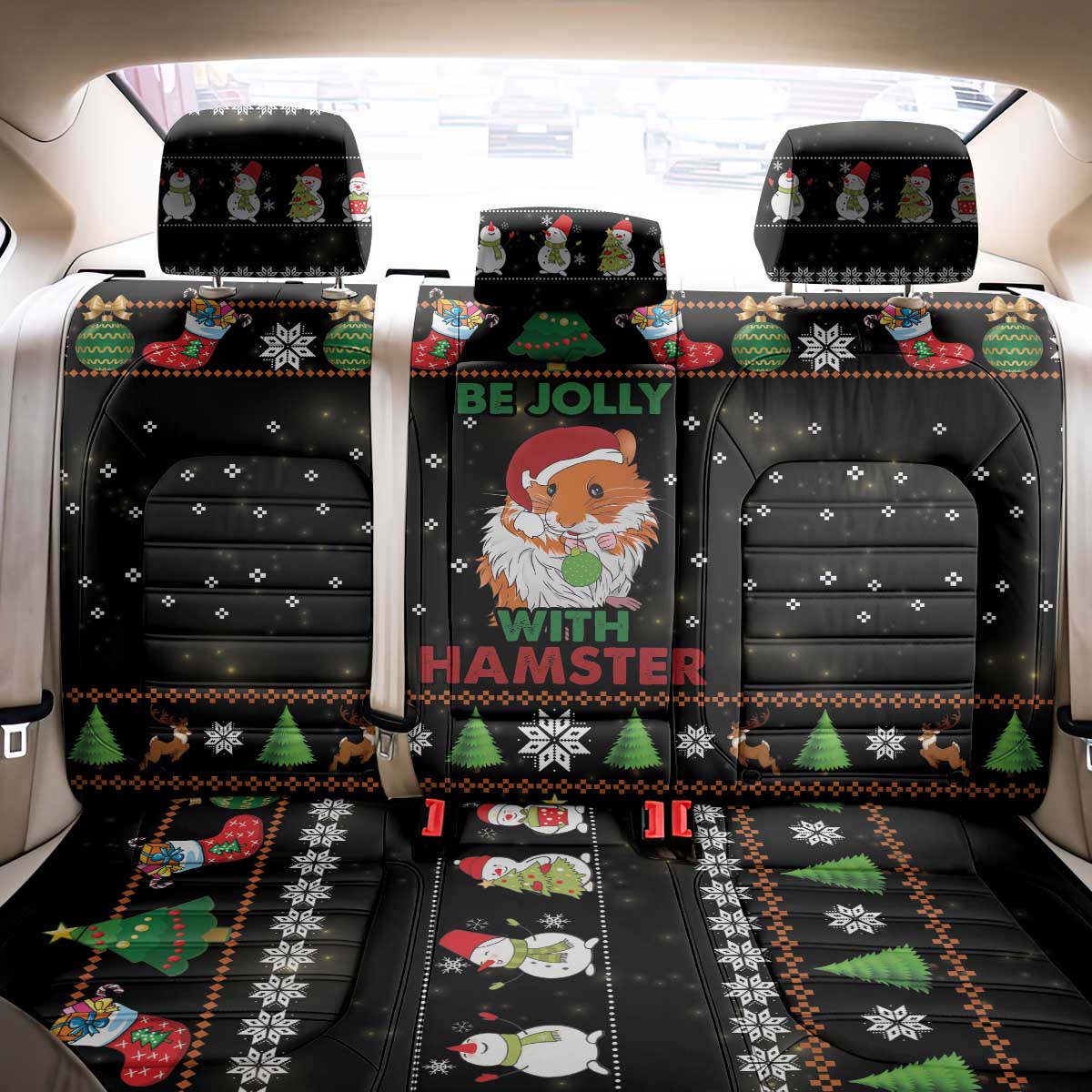 Merry Christmas Hamster Be Jolly Back Car Seat Cover DT04 - Wonder Print Shop