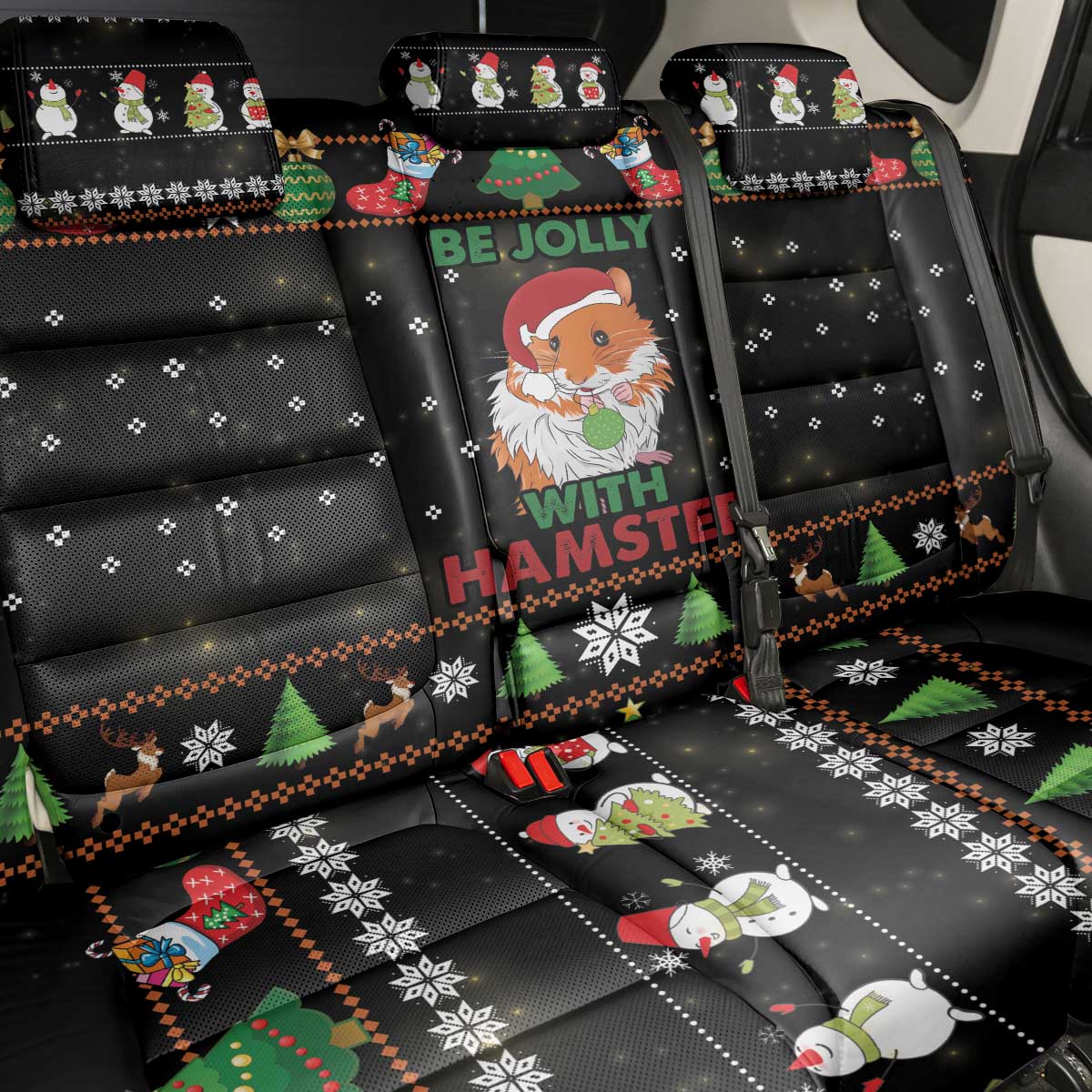 Merry Christmas Hamster Be Jolly Back Car Seat Cover DT04 - Wonder Print Shop