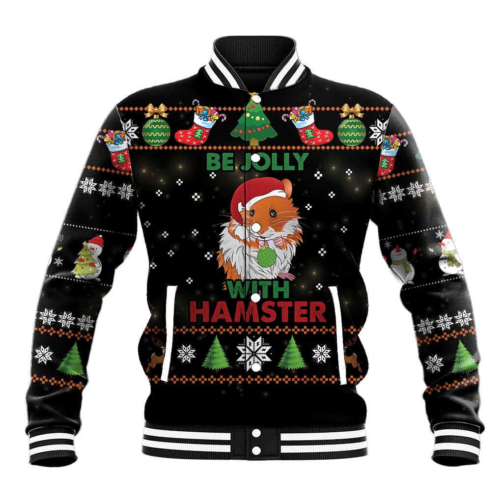Merry Christmas Hamster Be Jolly Baseball Jacket DT04 - Wonder Print Shop