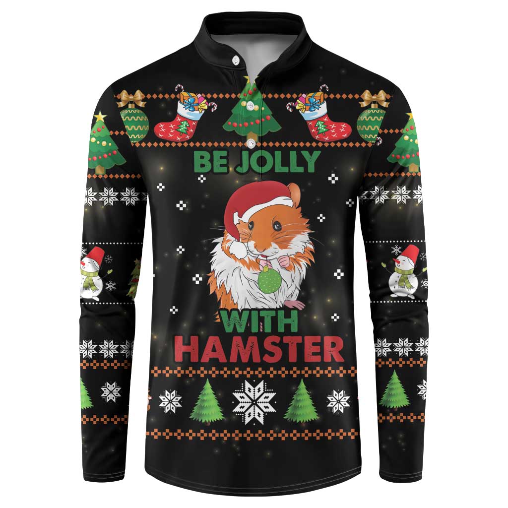 Merry Christmas Hamster Be Jolly Button Sweatshirt DT04 - Wonder Print Shop