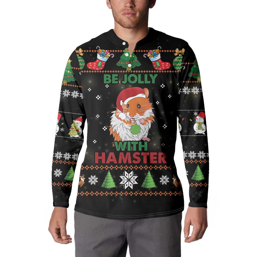Merry Christmas Hamster Be Jolly Button Sweatshirt DT04 - Wonder Print Shop