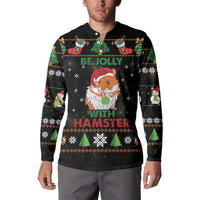 Merry Christmas Hamster Be Jolly Button Sweatshirt DT04 - Wonder Print Shop