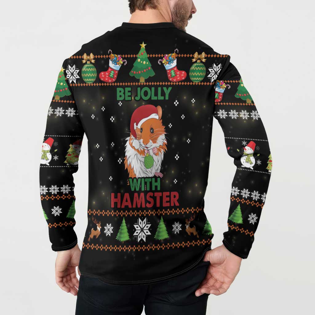 Merry Christmas Hamster Be Jolly Button Sweatshirt DT04 - Wonder Print Shop