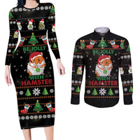 Merry Christmas Hamster Be Jolly Couples Matching Long Sleeve Bodycon Dress and Long Sleeve Button Shirt DT04 - Wonder Print Shop