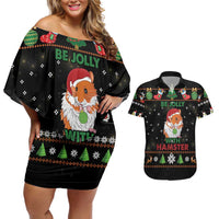 Merry Christmas Hamster Be Jolly Couples Matching Off Shoulder Short Dress and Hawaiian Shirt DT04 - Wonder Print Shop