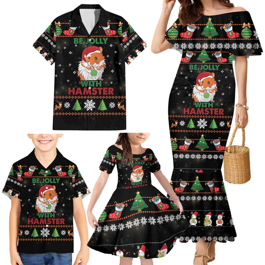 Merry Christmas Hamster Be Jolly Family Matching Mermaid Dress and Hawaiian Shirt DT04 - Wonder Print Shop