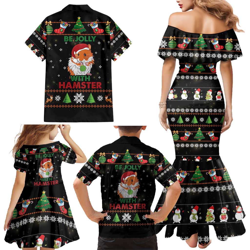 Merry Christmas Hamster Be Jolly Family Matching Mermaid Dress and Hawaiian Shirt DT04 - Wonder Print Shop