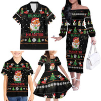 Merry Christmas Hamster Be Jolly Family Matching Off The Shoulder Long Sleeve Dress and Hawaiian Shirt DT04 - Wonder Print Shop