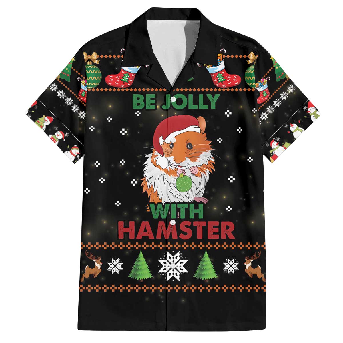 Merry Christmas Hamster Be Jolly Family Matching Off The Shoulder Long Sleeve Dress and Hawaiian Shirt DT04 - Wonder Print Shop