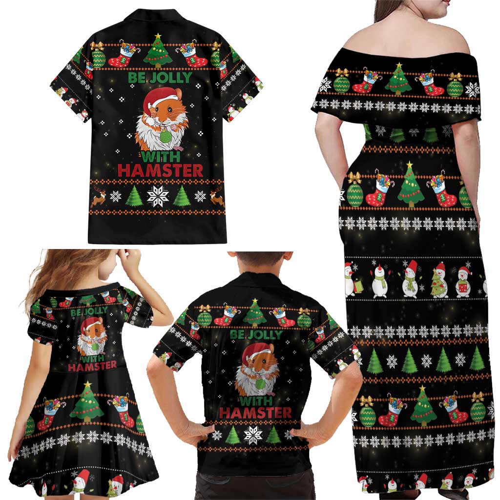 Merry Christmas Hamster Be Jolly Family Matching Off Shoulder Maxi Dress and Hawaiian Shirt DT04 - Wonder Print Shop