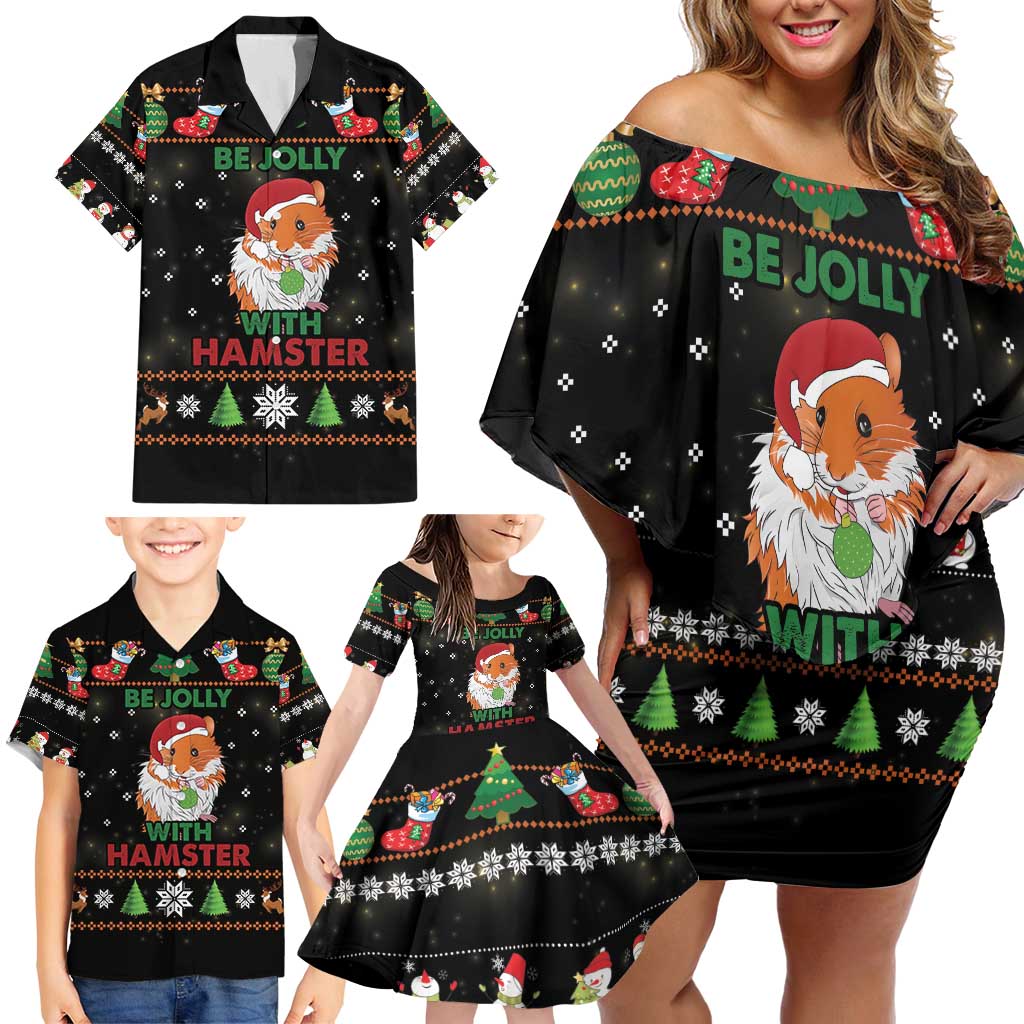 Merry Christmas Hamster Be Jolly Family Matching Off Shoulder Short Dress and Hawaiian Shirt DT04 - Wonder Print Shop