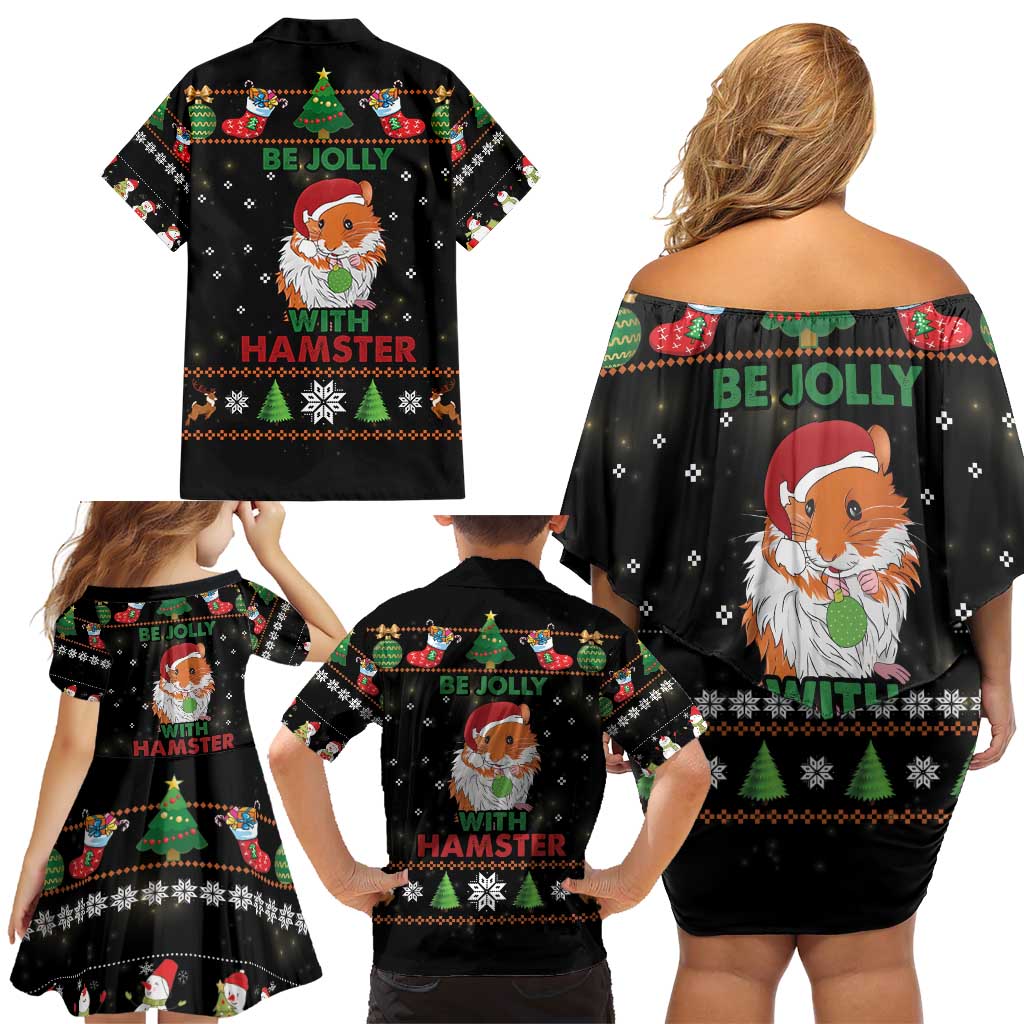 Merry Christmas Hamster Be Jolly Family Matching Off Shoulder Short Dress and Hawaiian Shirt DT04 - Wonder Print Shop