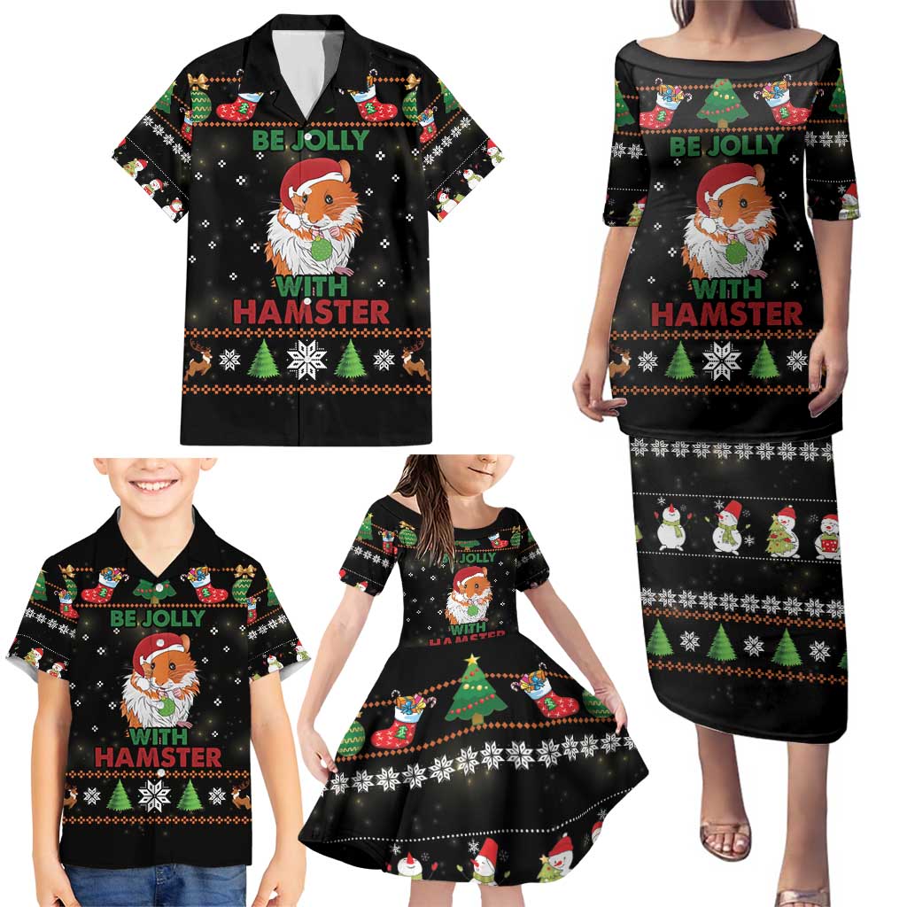 Merry Christmas Hamster Be Jolly Family Matching Puletasi and Hawaiian Shirt DT04 - Wonder Print Shop