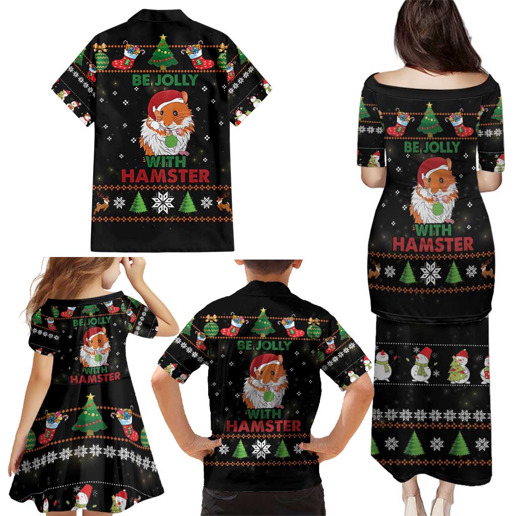 Merry Christmas Hamster Be Jolly Family Matching Puletasi and Hawaiian Shirt DT04 - Wonder Print Shop