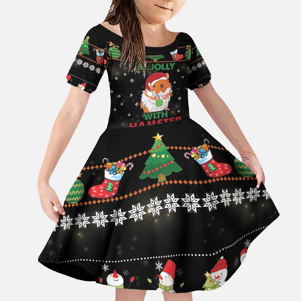 Merry Christmas Hamster Be Jolly Family Matching Short Sleeve Bodycon Dress and Hawaiian Shirt DT04 - Wonder Print Shop