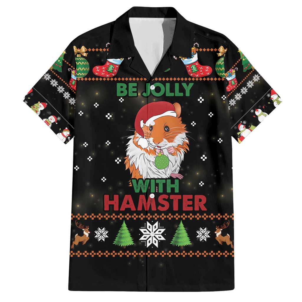 Merry Christmas Hamster Be Jolly Family Matching Short Sleeve Bodycon Dress and Hawaiian Shirt DT04 - Wonder Print Shop
