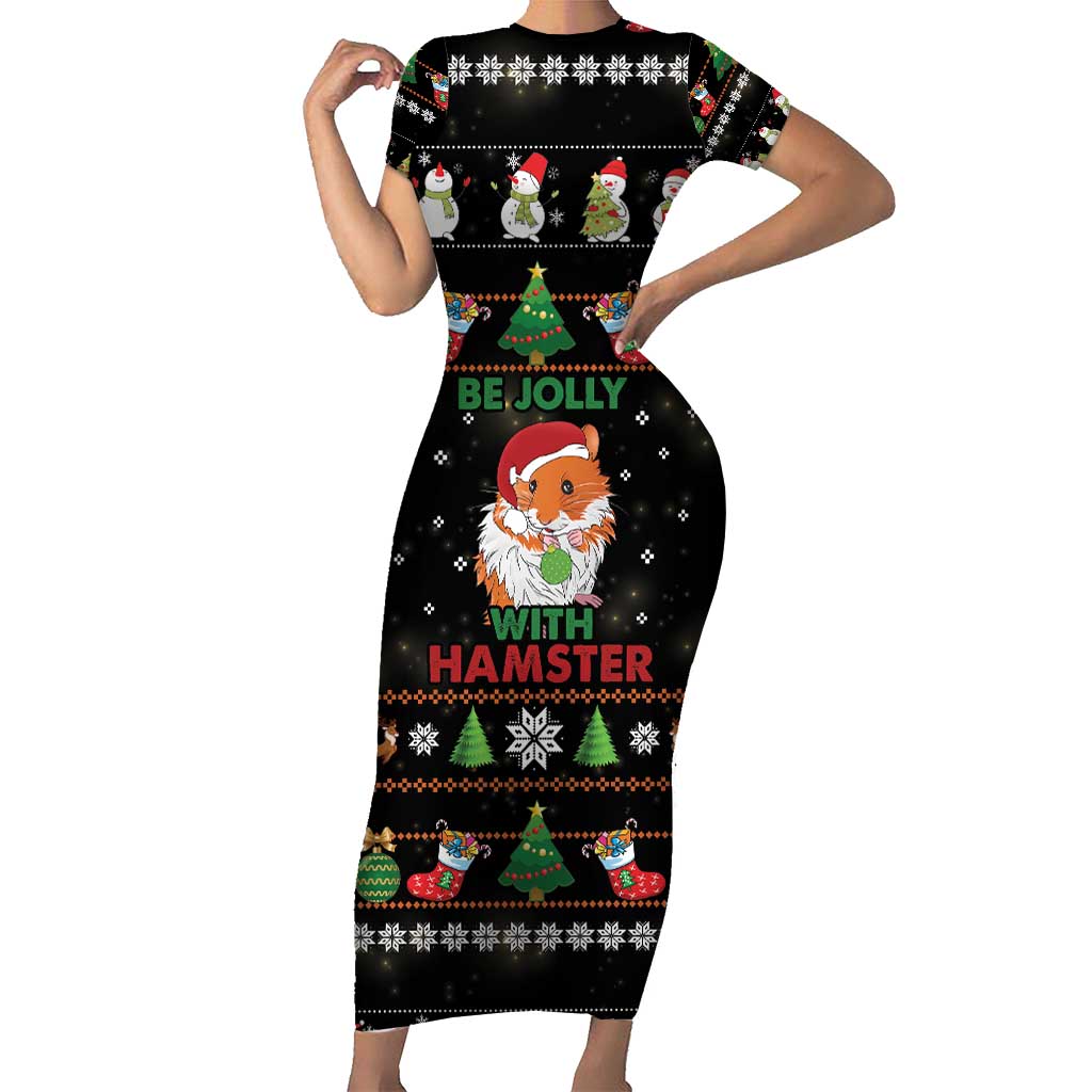 Merry Christmas Hamster Be Jolly Family Matching Short Sleeve Bodycon Dress and Hawaiian Shirt DT04 - Wonder Print Shop