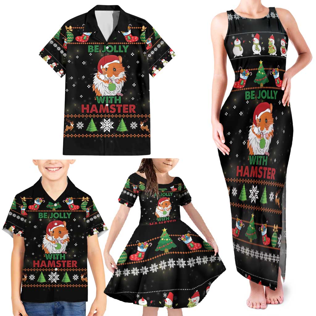 Merry Christmas Hamster Be Jolly Family Matching Tank Maxi Dress and Hawaiian Shirt DT04 - Wonder Print Shop