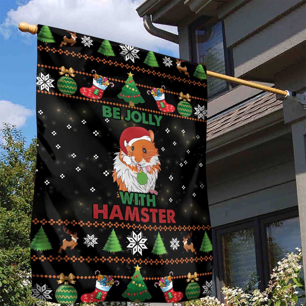 Merry Christmas Hamster Be Jolly Garden Flag DT04 - Wonder Print Shop