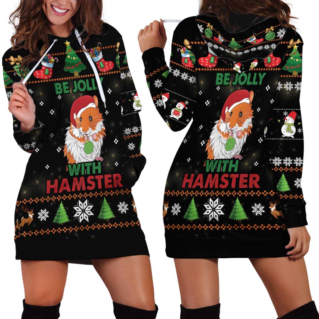 Merry Christmas Hamster Be Jolly Hoodie Dress DT04 - Wonder Print Shop