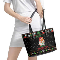 Merry Christmas Hamster Be Jolly Leather Tote Bag DT04 - Wonder Print Shop