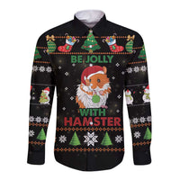 Merry Christmas Hamster Be Jolly Long Sleeve Button Shirt DT04 - Wonder Print Shop